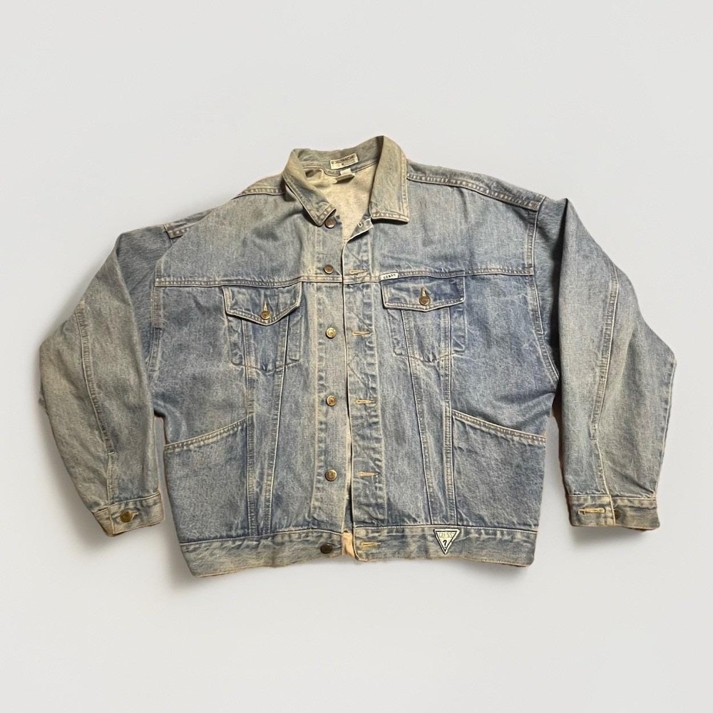 GUESS‎ by Georges Marciano Vintage 1980s Denim Jeans Jacket Light Blue, M